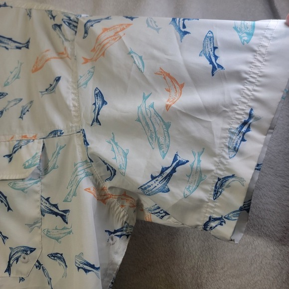 Izod Saltwater Performance Shirt Men Size XXL Short Sleeve Fish Print Stretch - Picture 9 of 14